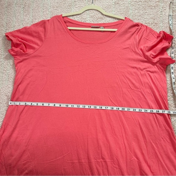 Logo Lori Goldstein T Shirt Dress Eyelet Tiered Hem Coral Dress Size 2X - Picture 7 of 12